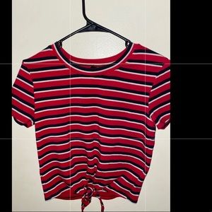 Cropped, striped T-shirt